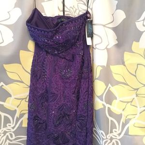 NWT Sue Wong Nocturne beaded purple dress sz 0